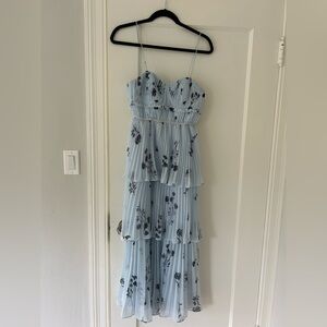 Self-Portrait Light Blue Floral Midi Dress